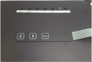 Monitech LCD showing the back menu buttons