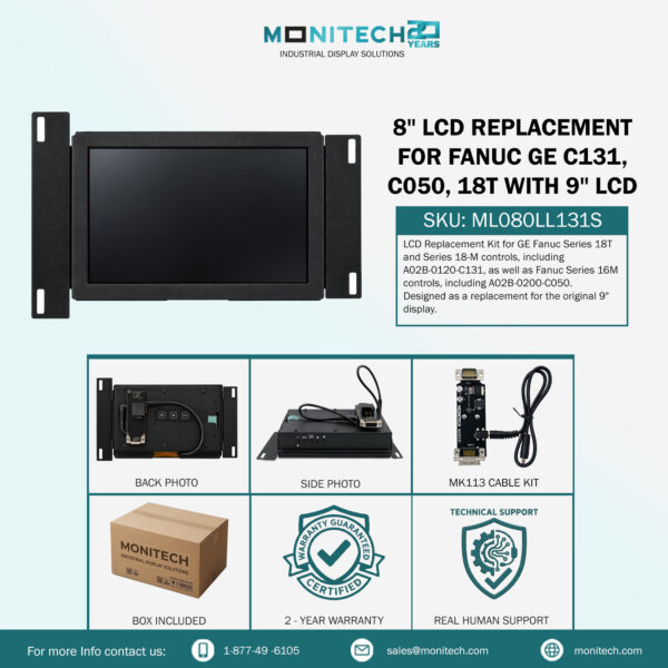 LCD Replacement for FANUC GE C131, C050, 18T with 9 LCD