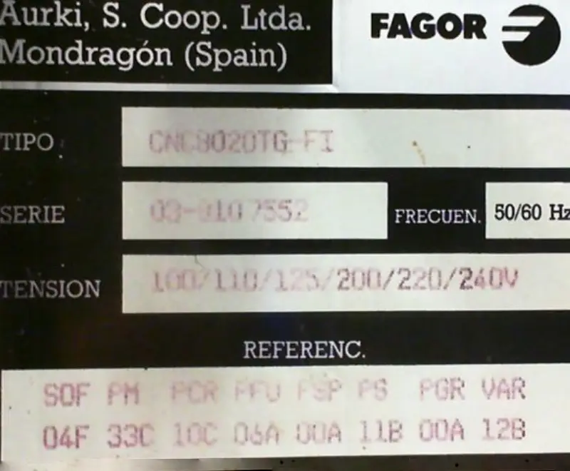 Fagor 8020 LCD Upgrade Kit WITHOUT Overlay (ML064CT8020) 4 Fagor-8020-label